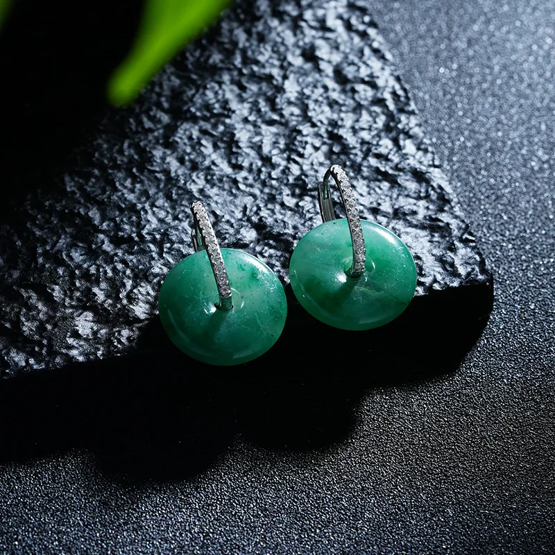 LOVING African Emerald Jade Earrings Women's-3