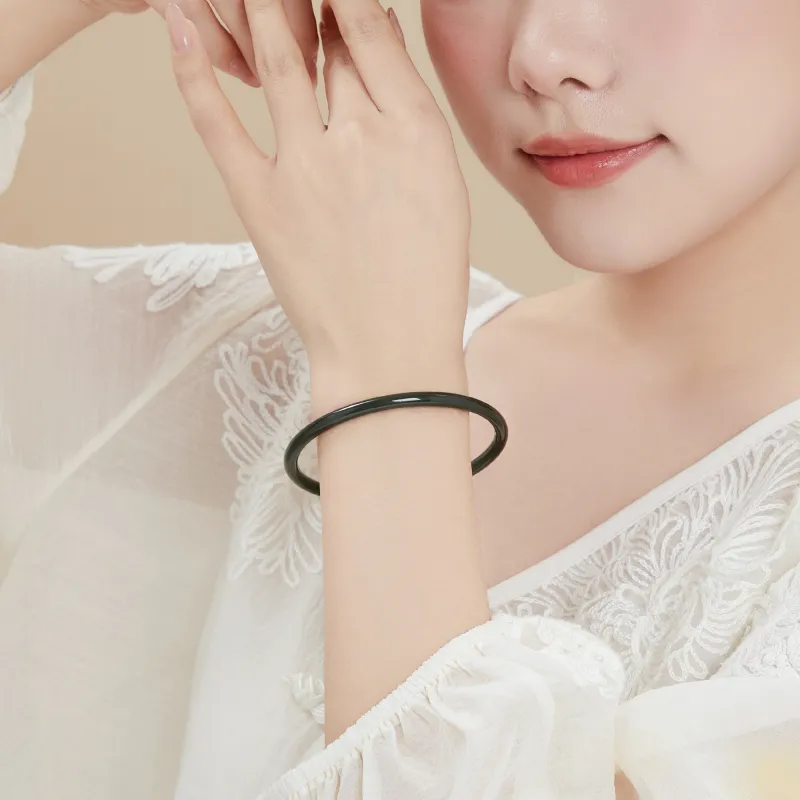 Lao Feng Xiang Hetian Jade Bangles Black Jade Women's-5