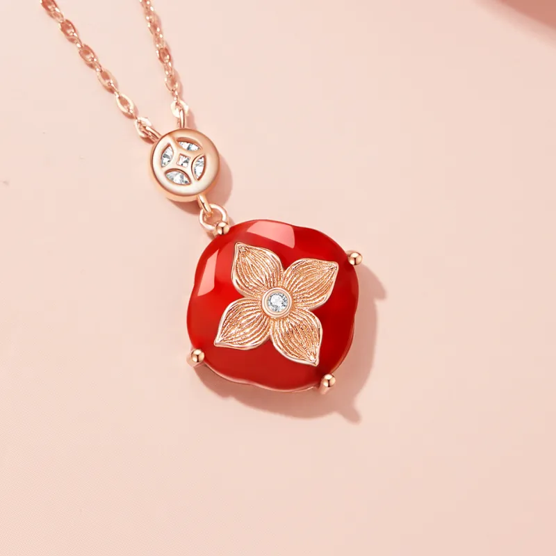 Lao Feng Xiang Agate Necklaces Women's-2