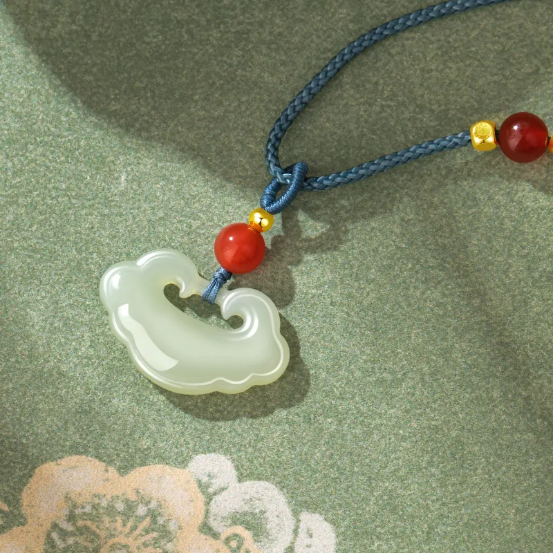Lao Feng Xiang Hetian Jade Necklaces Green Jade Women's-4
