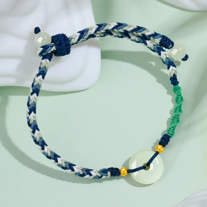 Lao Feng Xiang Hetian Jade Bracelets Pale Greenish White Jade Women's-6