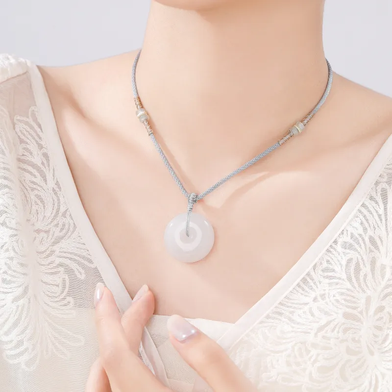 Lao Feng Xiang Golden Silk Jade Necklaces Women's-4