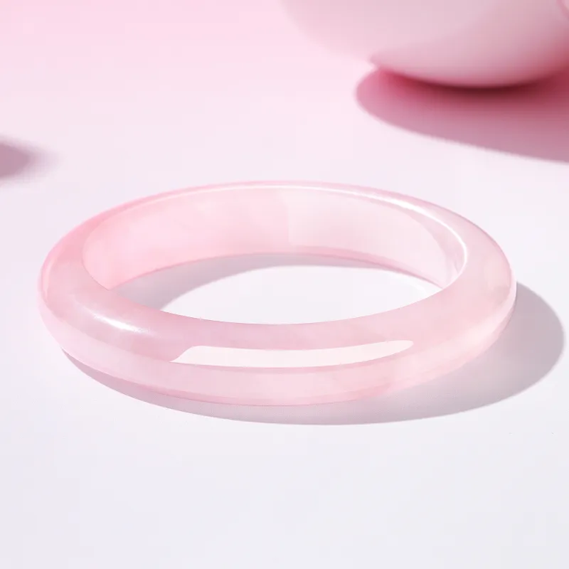 Lao Feng Xiang Natural Pink Crystal Bangles Women's-3