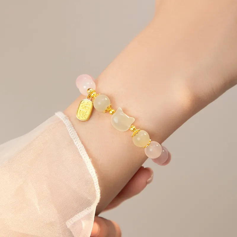 Lao Feng Xiang Hetian Jade Bracelets Lotus Root Powders Women's-2