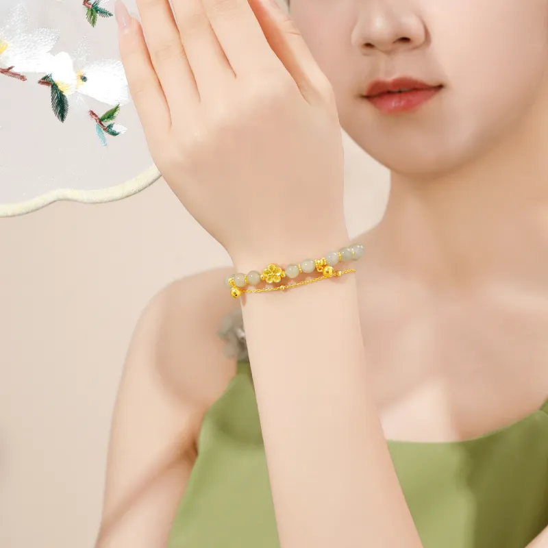 Lao Feng Xiang Bracelets Pale Greenish White Jade Women's-3