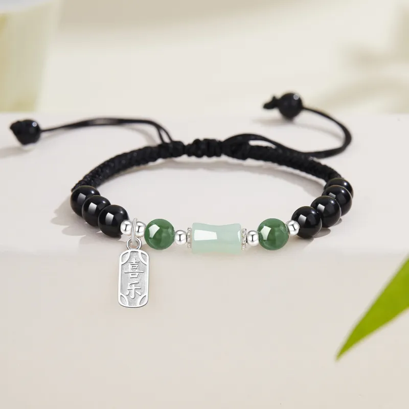 Lao Feng Xiang Hetian Jade Bracelets Green Jade Unisex-6