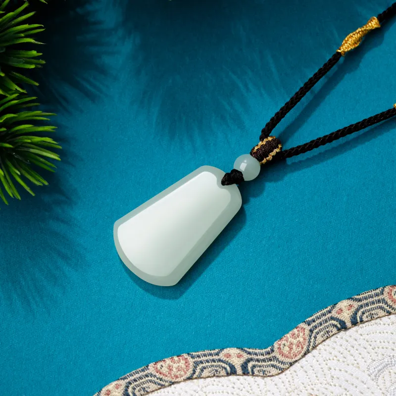 Lao Feng Xiang Hetian Jade Necklaces Pale Greenish White Jade Unisex-3