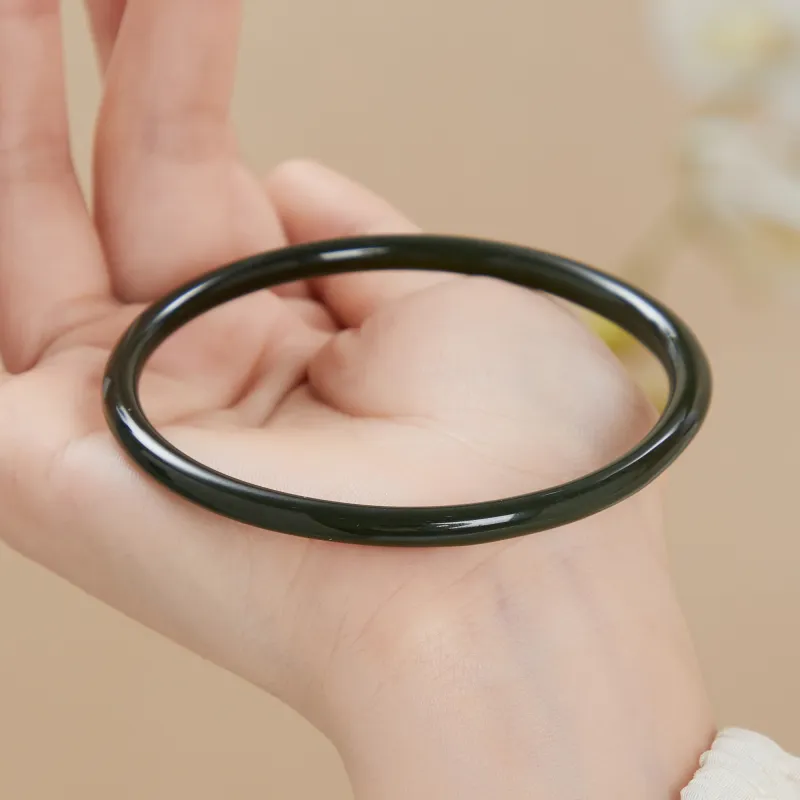 Lao Feng Xiang Hetian Jade Bangles Black Jade Women's-6