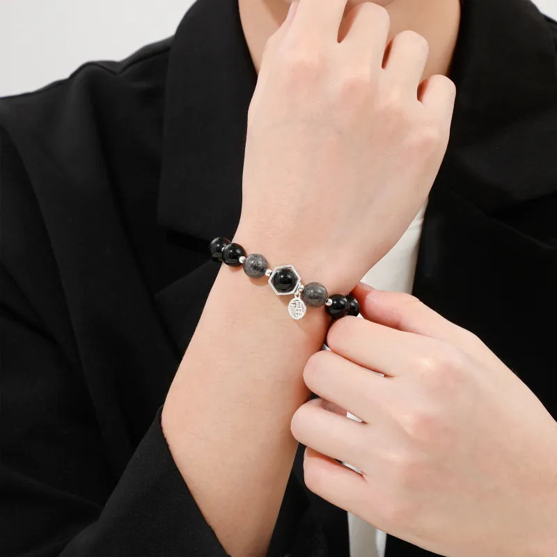 Lao Feng Xiang Obsidian Jade Bracelets Unisex-4