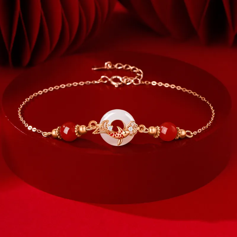 Lao Feng Xiang Hetian Jade Bracelets White Jade Women's-1