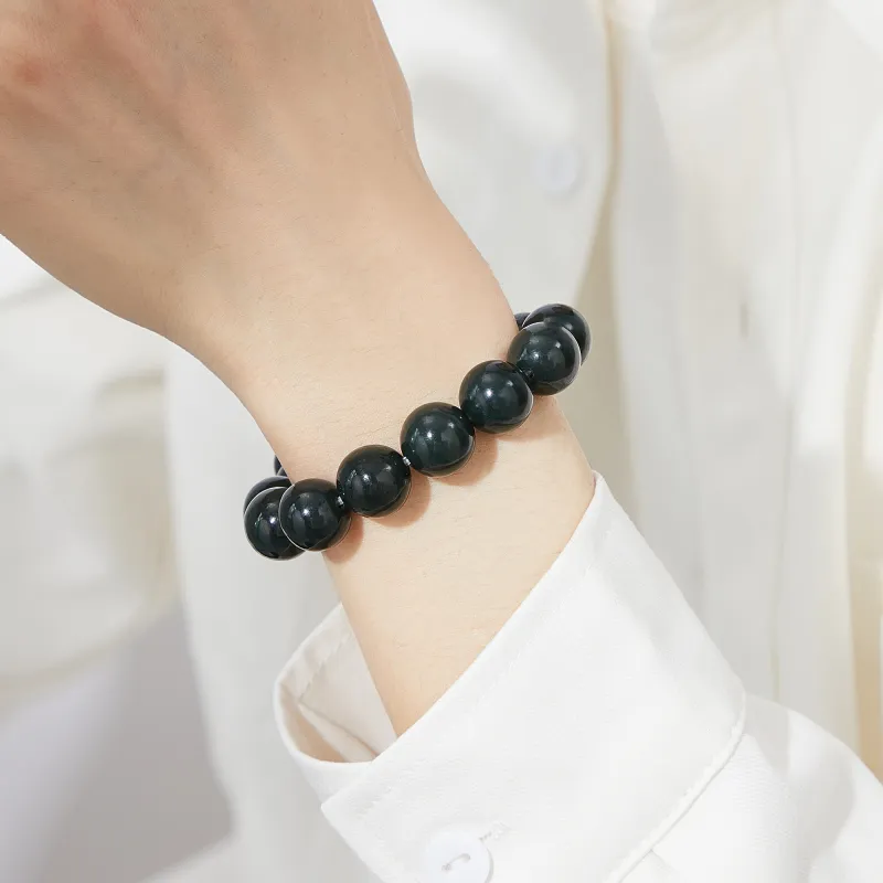 Lao Feng Xiang Hetian Jade Bracelets Black Jade Unisex-6
