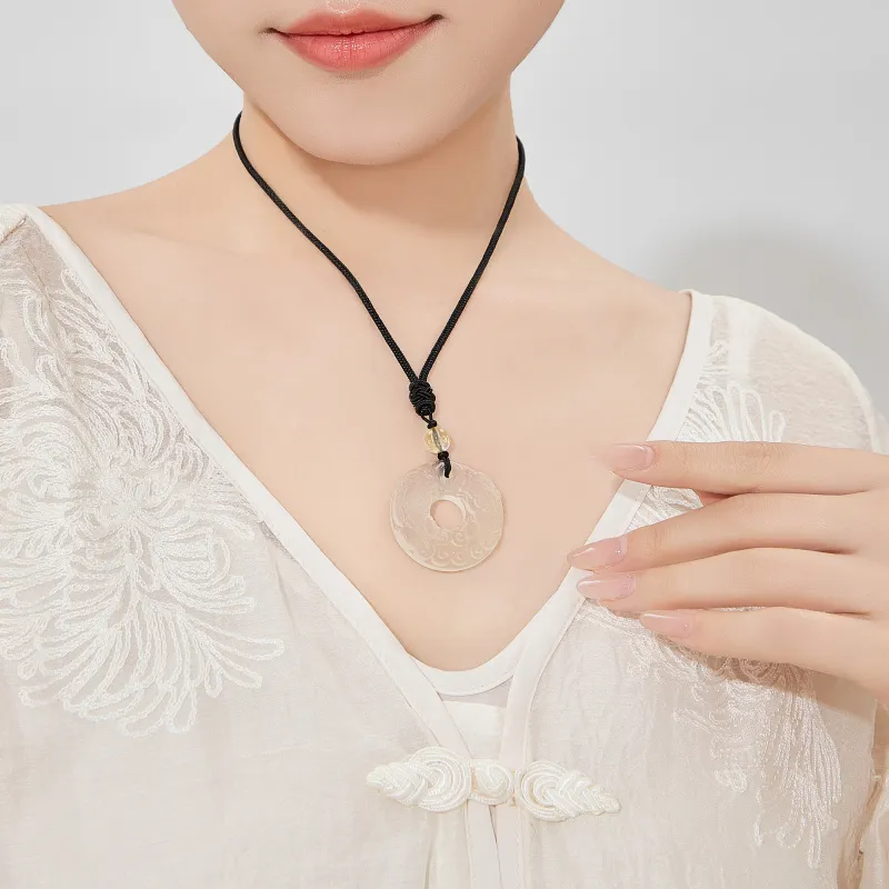 Lao Feng Xiang Chalcedony Jade Necklaces Unisex-9