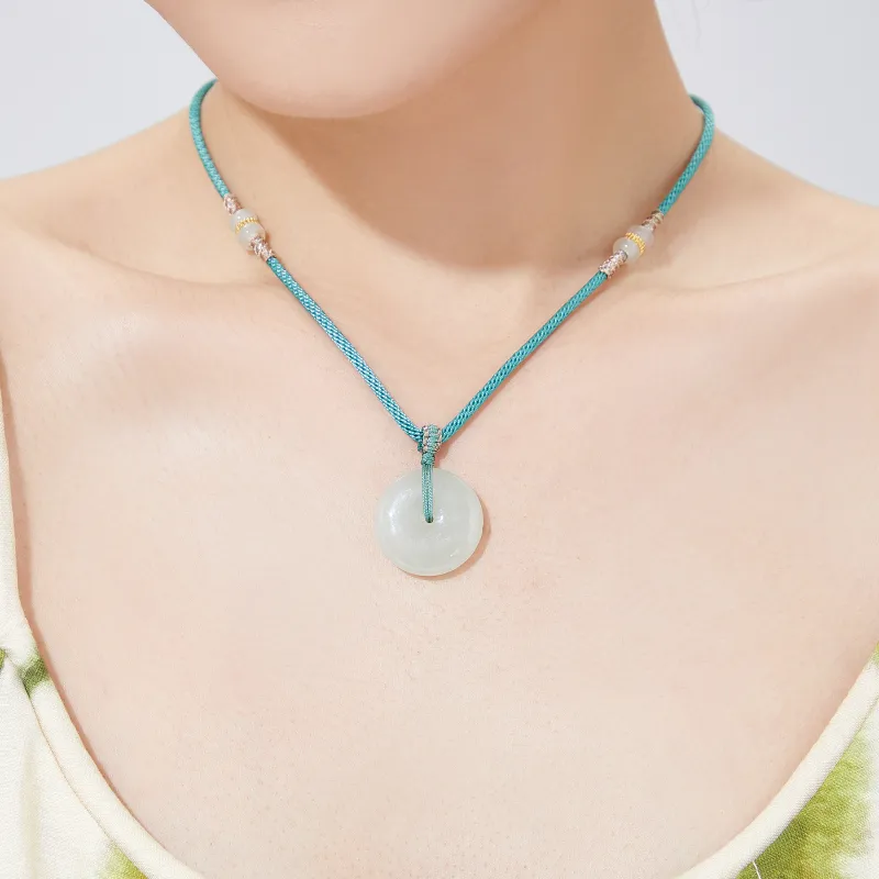 Lao Feng Xiang Hetian Jade Necklaces Green Jade Unisex-6