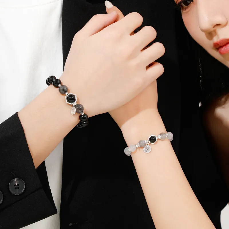 Lao Feng Xiang Obsidian Jade Bracelets Unisex-14