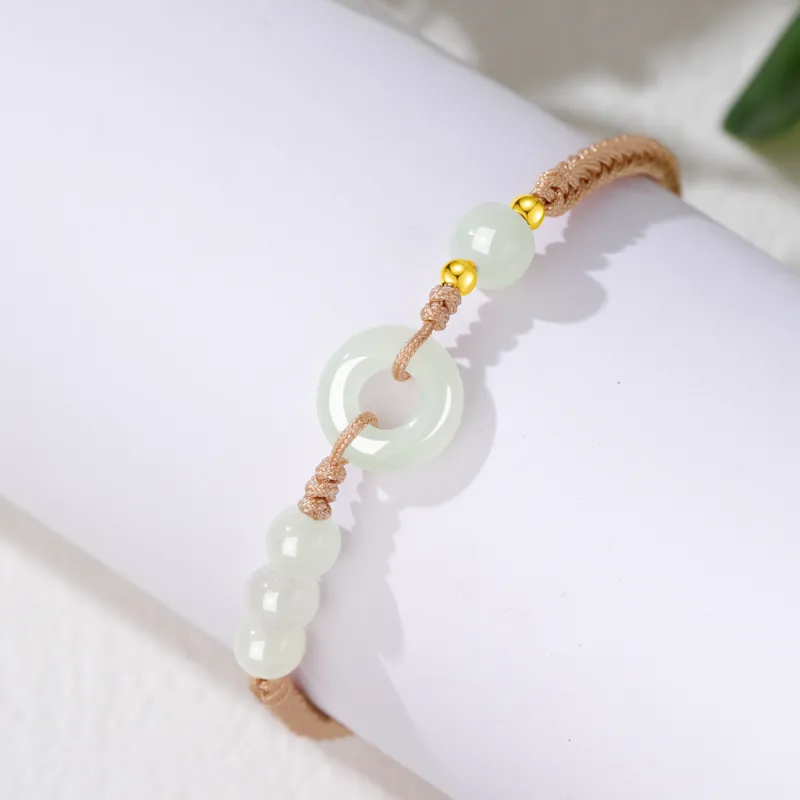 Lao Feng Xiang Hetian Jade Bracelets Green Jade Women's-3