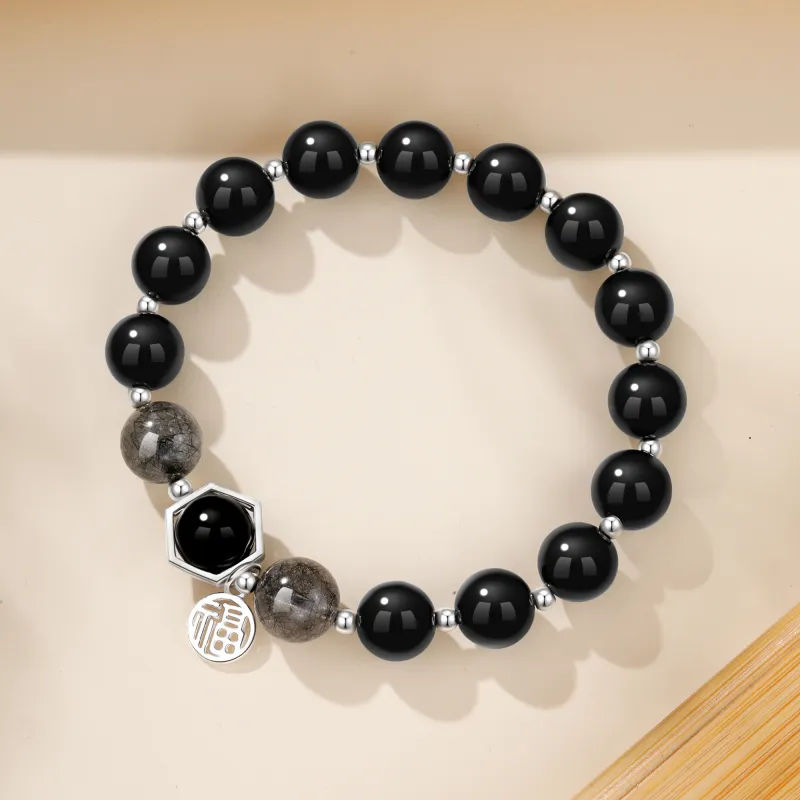 Lao Feng Xiang Obsidian Jade Bracelets Unisex-3