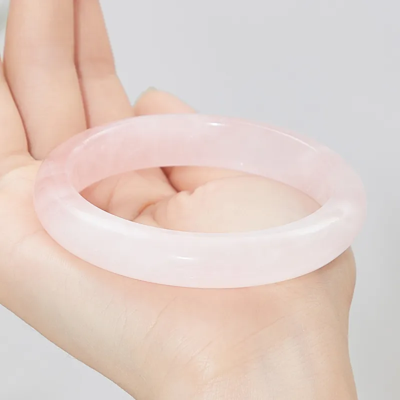Lao Feng Xiang Natural Pink Crystal Bangles Women's-5