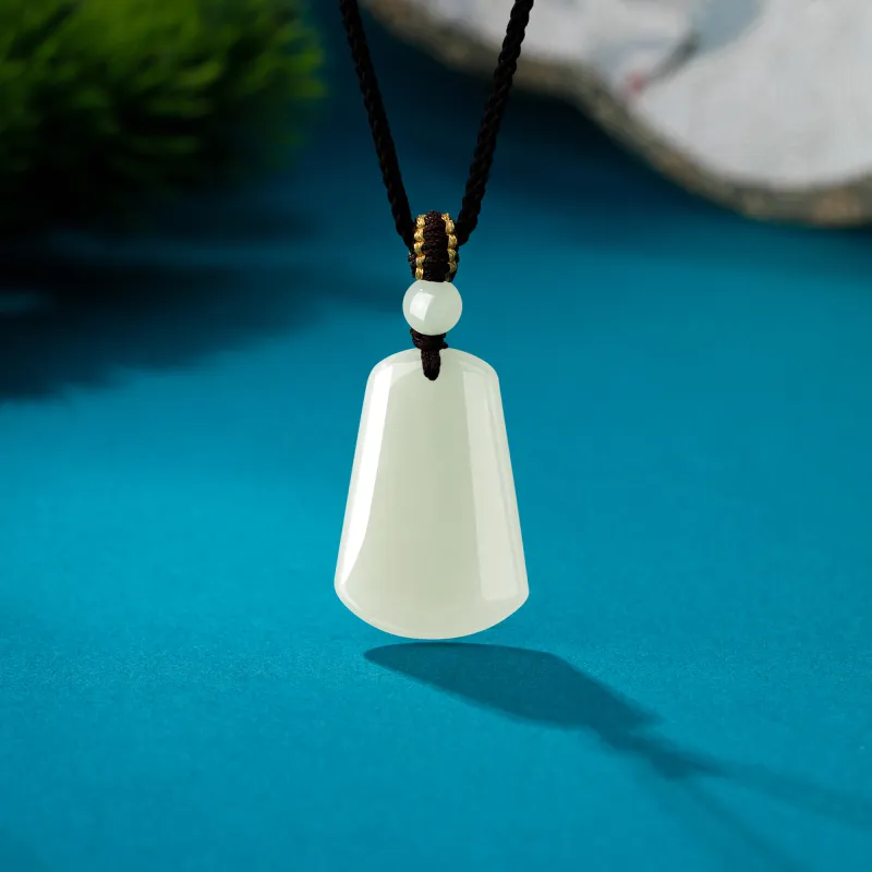 Lao Feng Xiang Hetian Jade Necklaces Pale Greenish White Jade Unisex-5