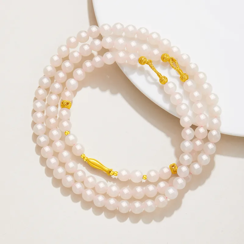 Lao Feng Xiang Hetian Jade Bracelets Dusty Pink Women's-6