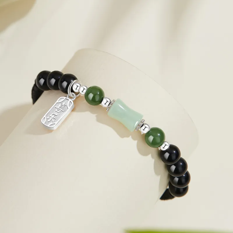 Lao Feng Xiang Hetian Jade Bracelets Green Jade Unisex-8
