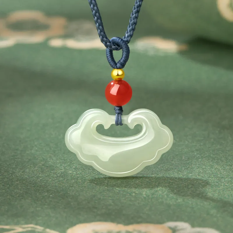 Lao Feng Xiang Hetian Jade Necklaces Green Jade Women's-2