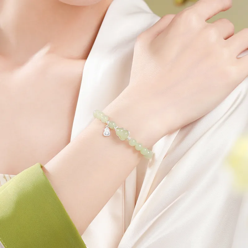 Lao Feng Xiang Bracelets Pale Greenish White Jade Women's-4