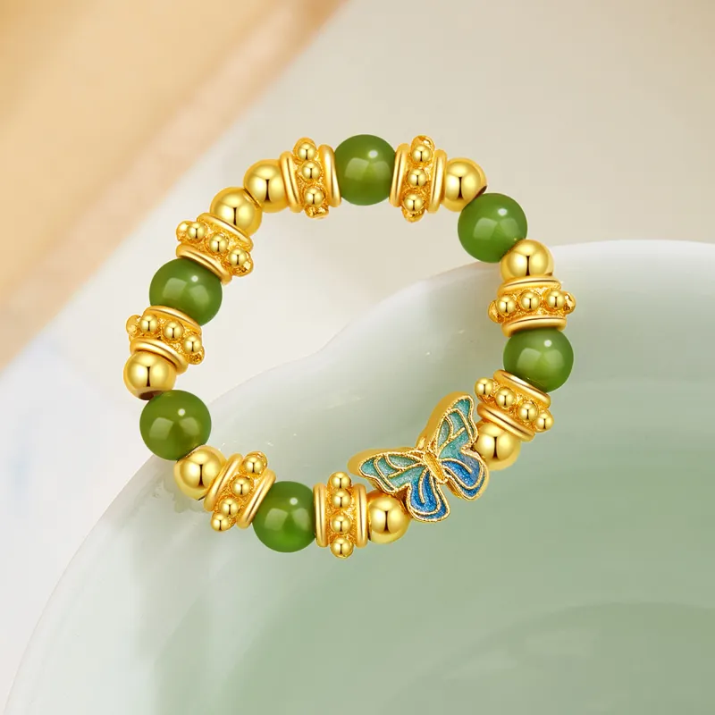 Lao Feng Xiang Hetian Jade Rings Jasper Women's-3