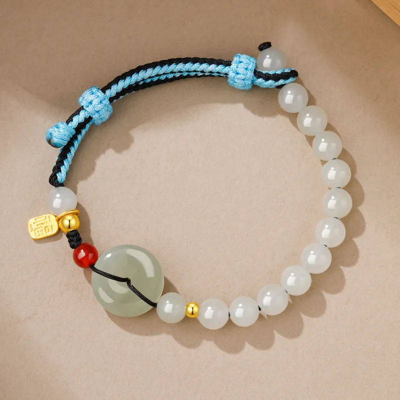Lao Feng Xiang Hetian Jade Bracelets Green Jade Unisex-7