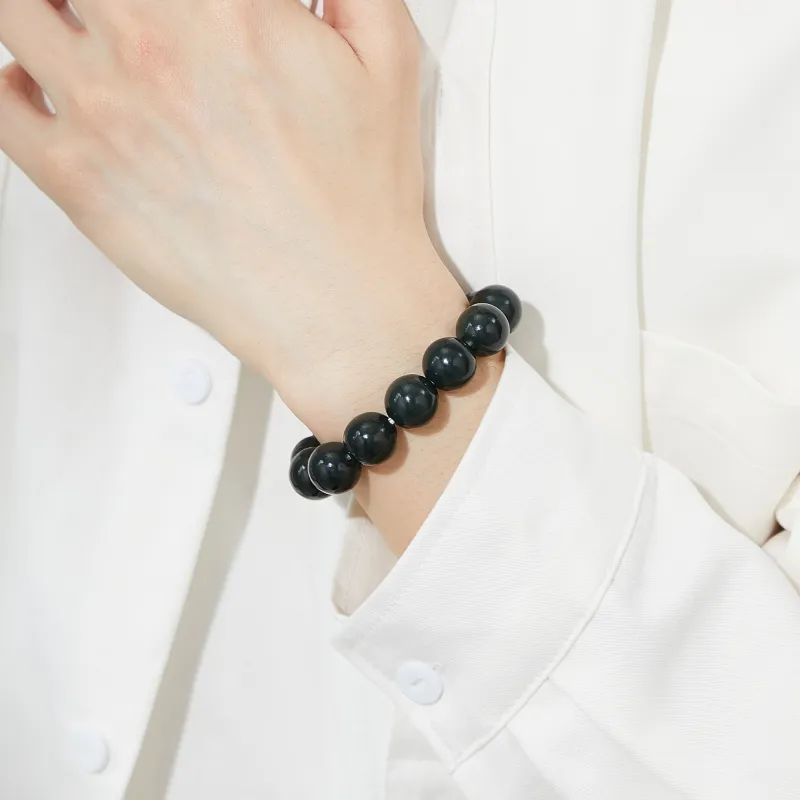 Lao Feng Xiang Hetian Jade Bracelets Black Jade Unisex-5