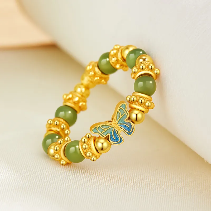 Lao Feng Xiang Hetian Jade Rings Jasper Women's-2