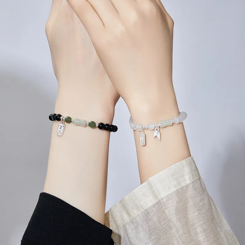 Lao Feng Xiang Hetian Jade Bracelets Green Jade Unisex-12