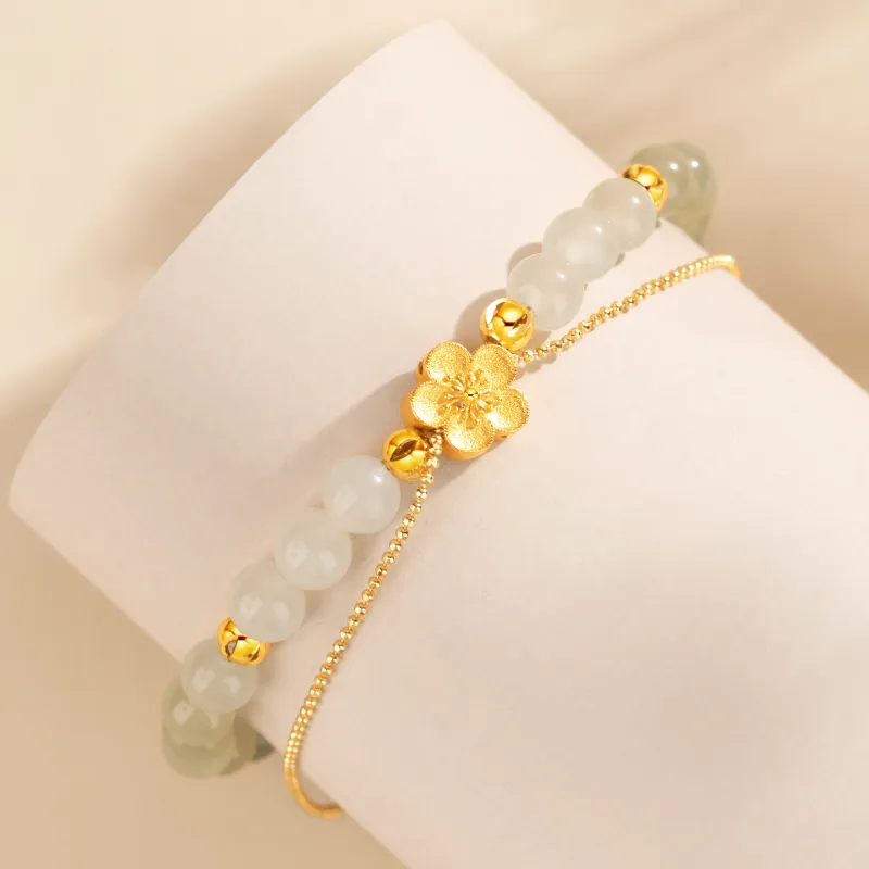 Lao Feng Xiang Hetian Jade Bracelets Green Jade Women's-6