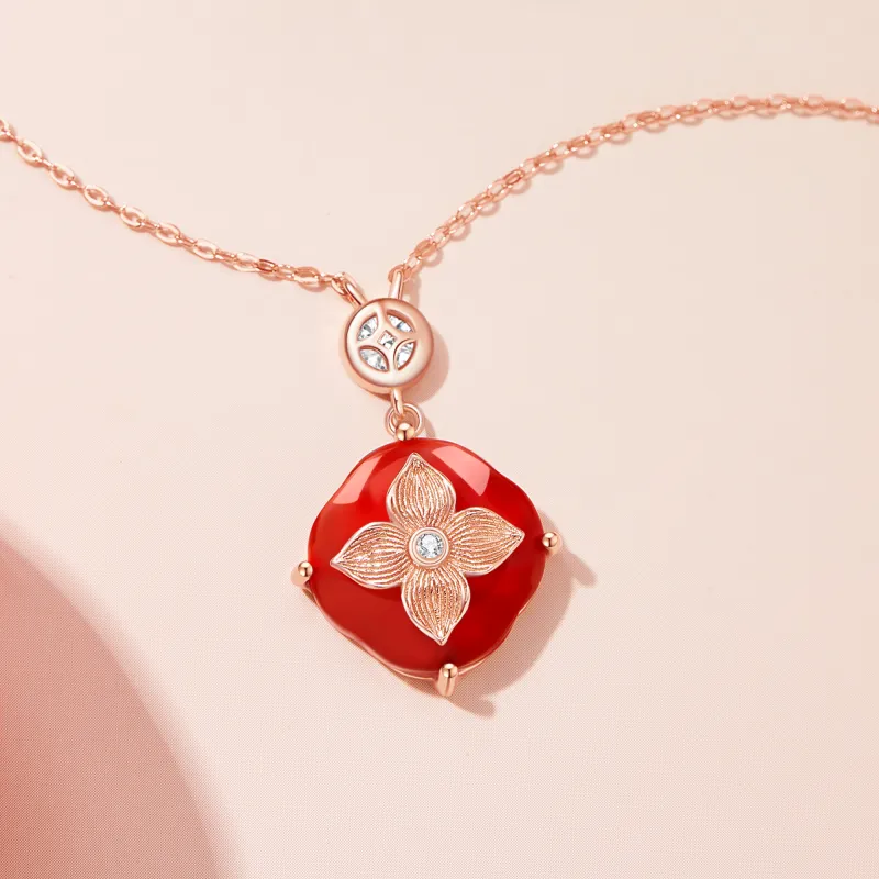 Lao Feng Xiang Agate Necklaces Women's-3