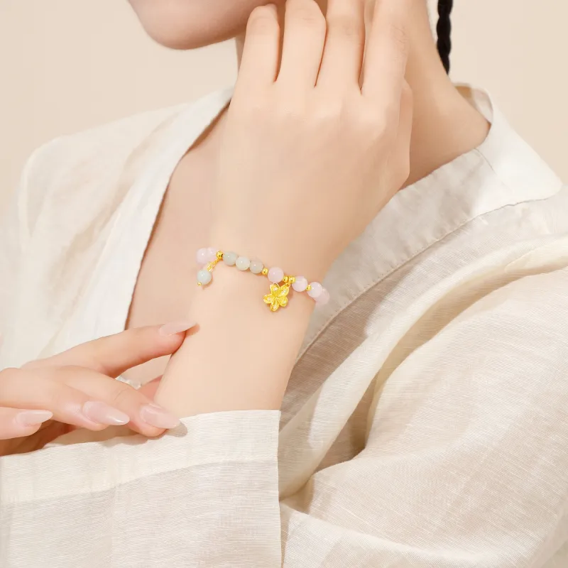 Lao Feng Xiang Hetian Jade Bracelets Green Jade Women's-2