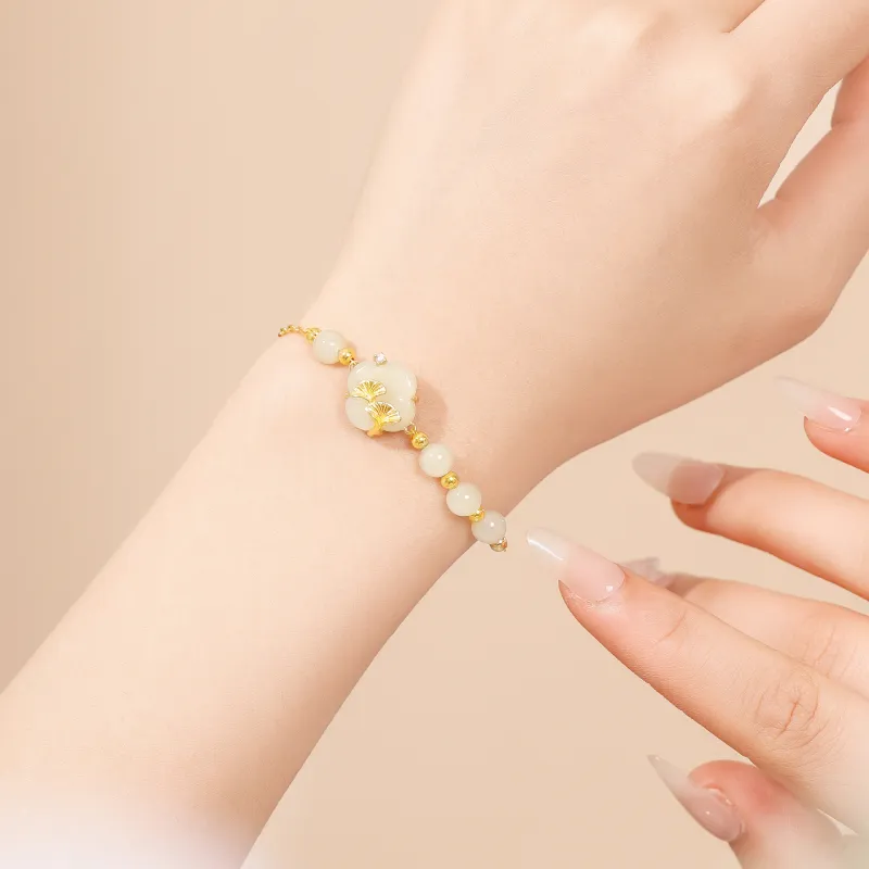 Lao Feng Xiang Bracelets Pale Greenish White Jade Women's-6