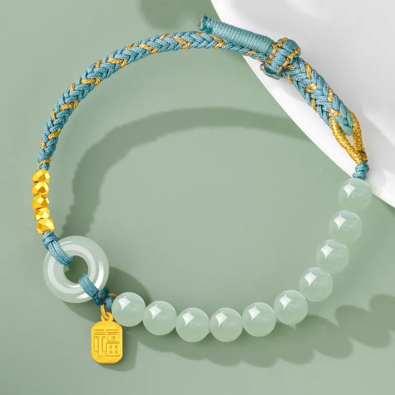 Lao Feng Xiang Hetian Jade Bracelets Green Jade Women's-6