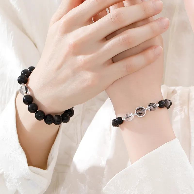 Lao Feng Xiang Natural Obsidian Bracelets Unisex-6