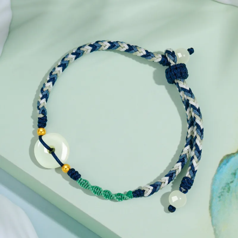 Lao Feng Xiang Hetian Jade Bracelets Pale Greenish White Jade Women's-4