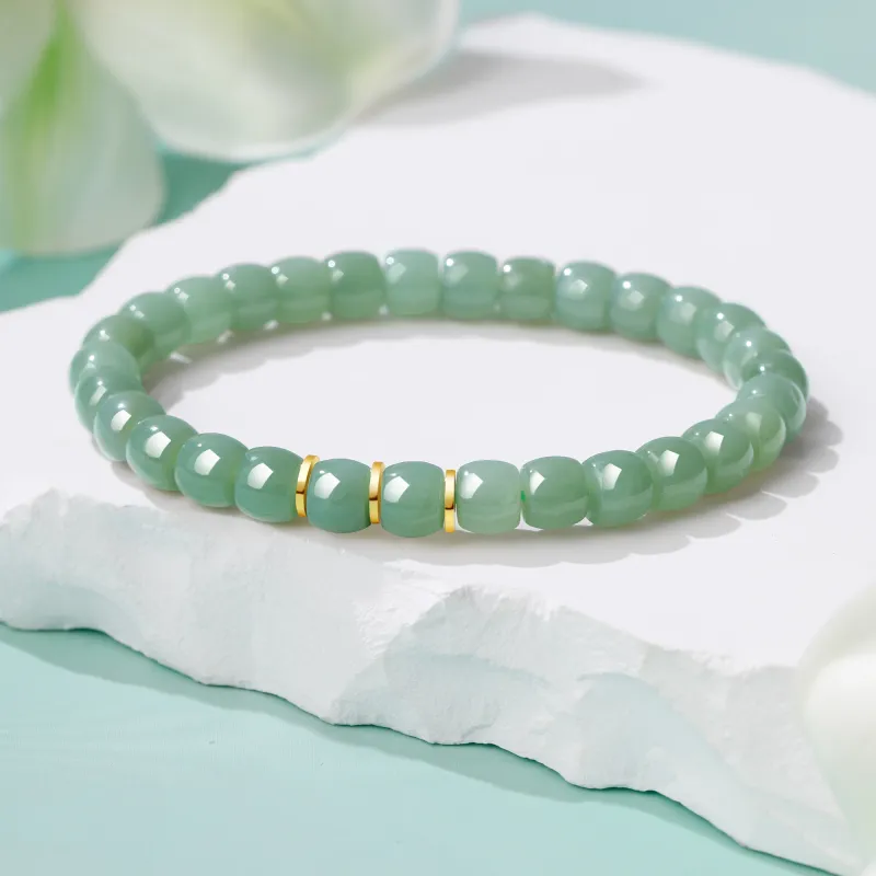 Lao Feng Xiang Hetian Jade Bracelets Green Jade Women's-1