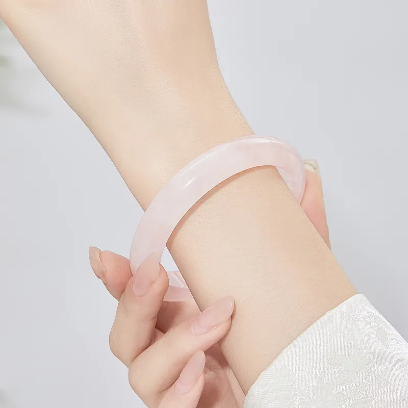 Lao Feng Xiang Natural Pink Crystal Bangles Women's-4