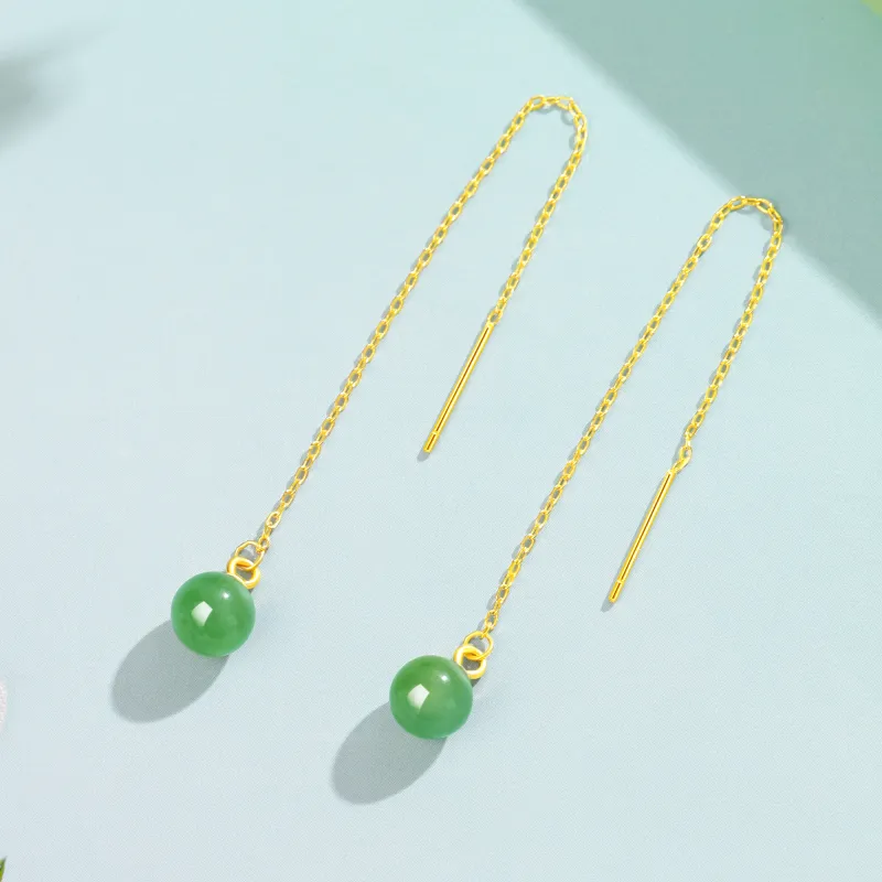 Lao Feng Xiang Chalcedony Jade Earrings Women's-4