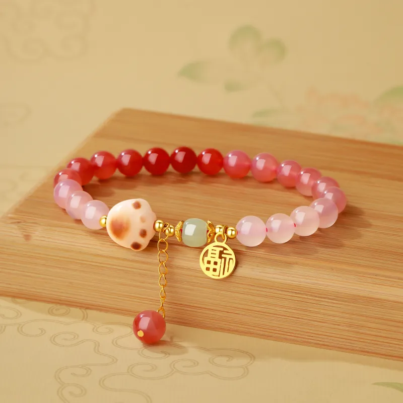 Lao Feng Xiang Hetian Jade Bracelets Lotus Root Powders Women's-5