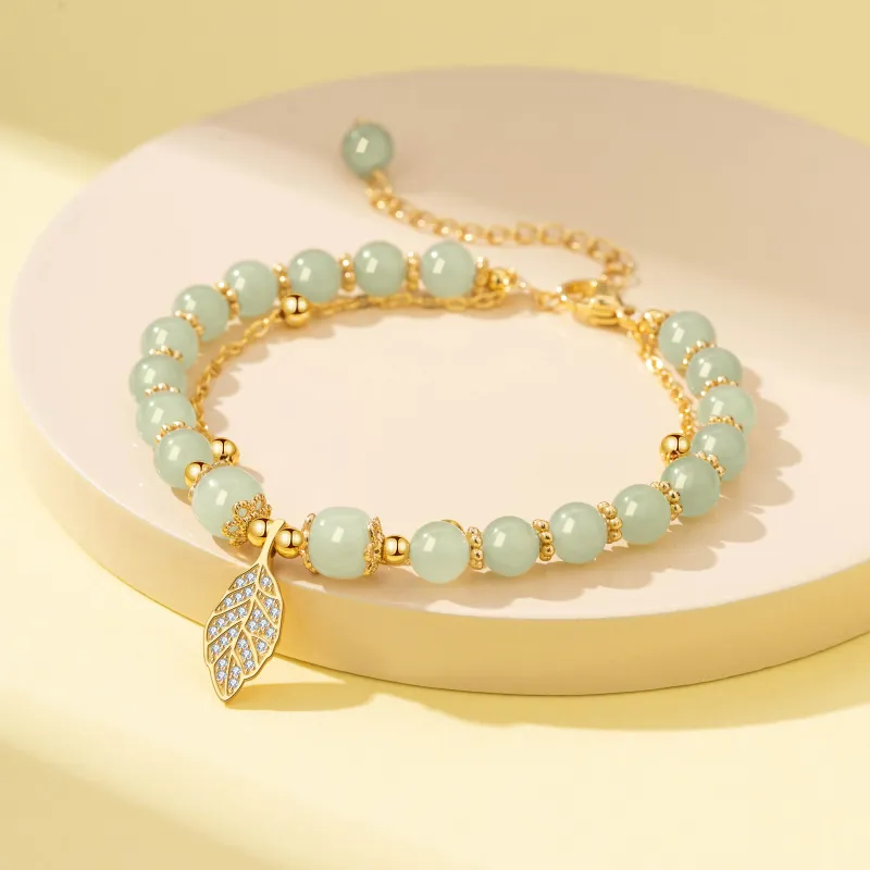 Lao Feng Xiang Hetian Jade Bracelets Pale Greenish White Jade Women's-3