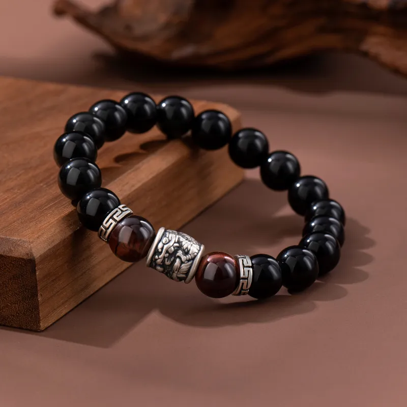 Lao Feng Xiang Obsidian Jade Bracelets Men's-10