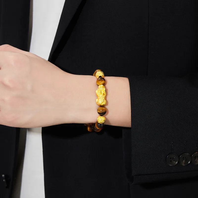 Lao Feng Xiang Tiger's Eye Stone Jade Bracelets Unisex-1