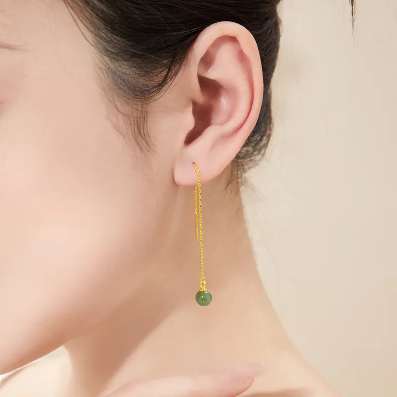 Lao Feng Xiang Chalcedony Jade Earrings Women's-2