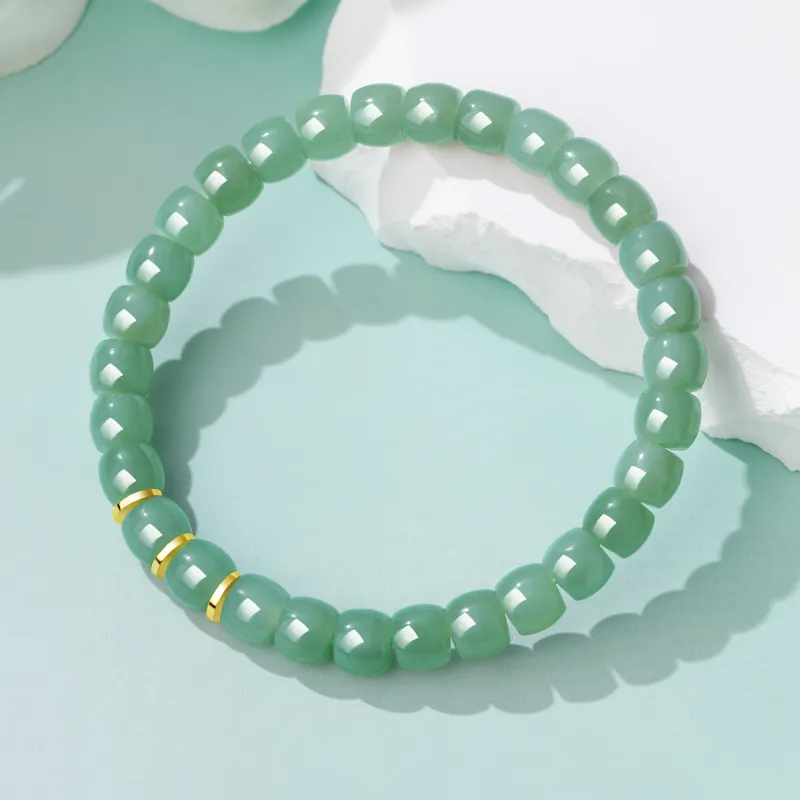 Lao Feng Xiang Hetian Jade Bracelets Green Jade Women's-5