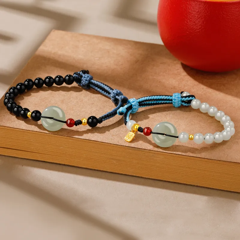 Lao Feng Xiang Hetian Jade Bracelets Green Jade Unisex-13
