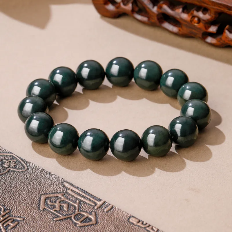 Lao Feng Xiang Hetian Jade Bracelets Black Jade Unisex-3