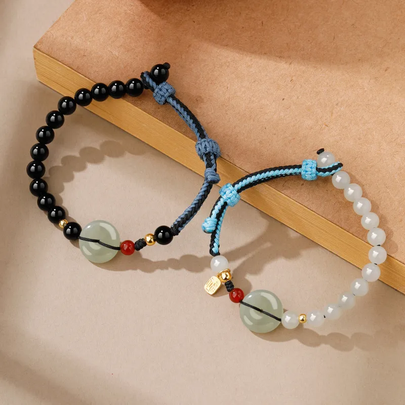 Lao Feng Xiang Hetian Jade Bracelets Green Jade Unisex-15